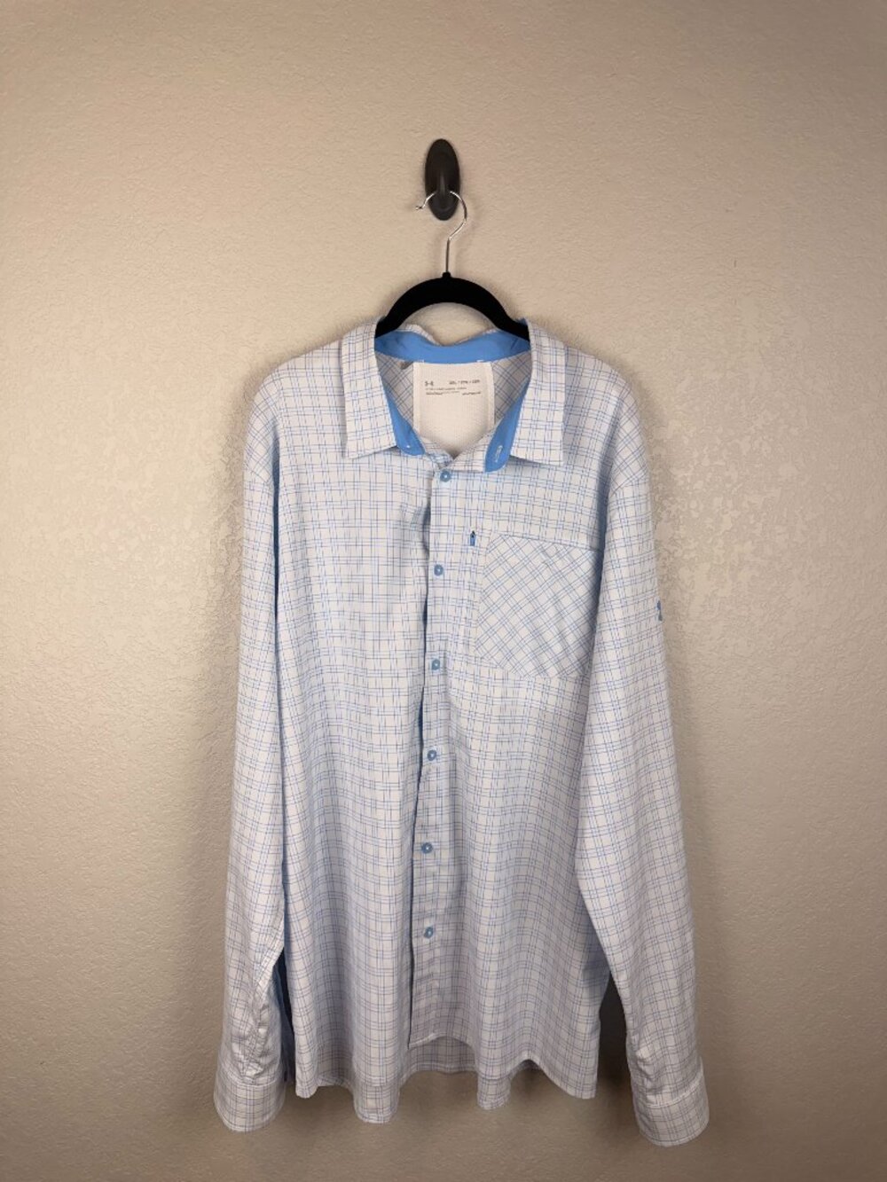 Under Armour HeatGear Blue Plaid Vented Long Sleeve Shirt Men’s 2XL